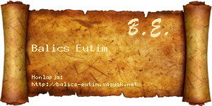 Balics Eutim névjegykártya